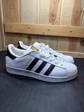 Adidas Superstar White Black Gold Womens Size 8 Sneakers Shoes C77153